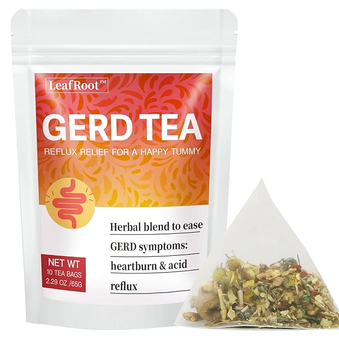 LEAFROOT GERD Symptoms Relief Herbal Tea for Men & Women, Natural Acid Reflux Raft Gourmet, Heartburn Aid Digestive, Licorice Root, Chamomile, Fennel and Rosemary Ease Gut Stomach Soothe Blend Teabag - Bloomnest