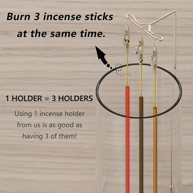 Incense Holder Ash Catcher - Upside Down Glass Incense Holder for Sticks, Reverse Inverted Anti Ash No Mess Insence-Stick Holder, Modern Metal Vertical Incense Burner for Room Decor, Silver - Bloomnest