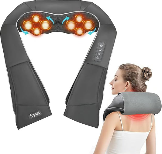 Joyset Shiatsu Neck and Back Massager with Heat,Electric Shoulder Massager for Pain Relief Deep Tissue,3D Kneading Massage with Cloth Cover Easy to Clean Best Gift for Men Women Parents (Gray) - Bloomnest