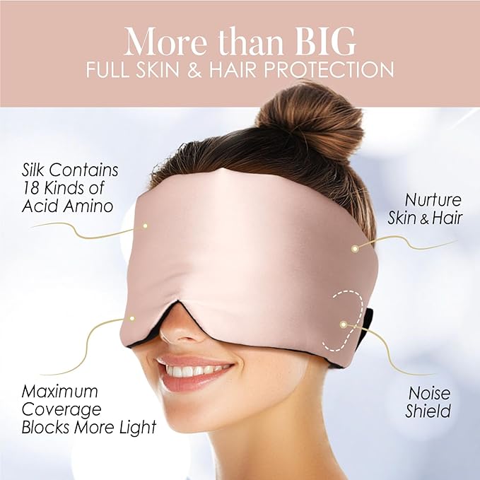 LULUSILK Reversible Mulberry Silk Sleep Mask for Women and Men, Adjustable Real Silk Eye Mask for Sleeping, Lotus Pink and Black, Pack of 1 - Bloomnest