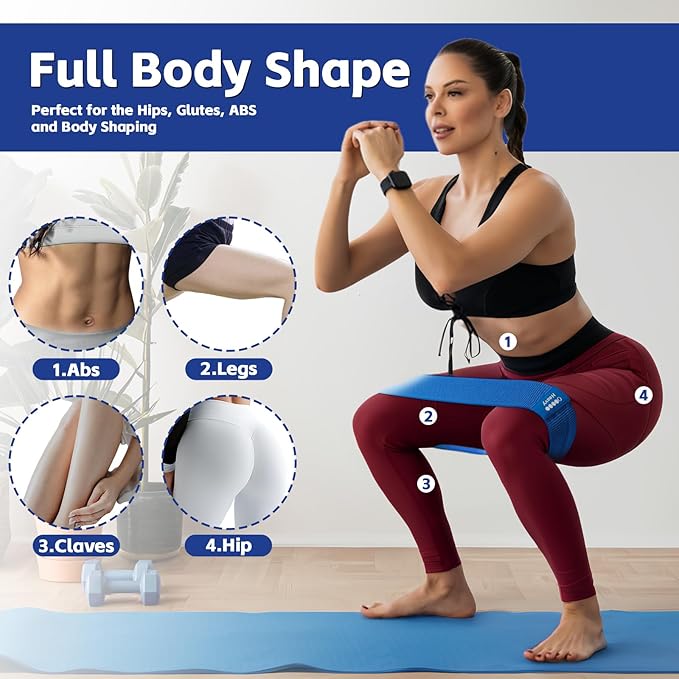 Resistance Bands for Working Out - Exercise Bands Set with Workout Guide - Fabric Elastic Bands for Physical Therapy - Fitness Bands Ideal for Legs Hip Glute - Bloomnest