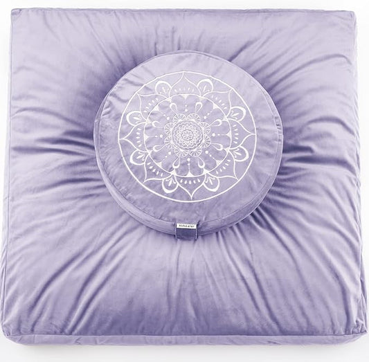 Hihealer Meditation Cushion - Large Velvet Zafu Floor Pillow for Adults and Women - Comfortable Yoga Pillow with Traditional Tibetan Buckwheat Filling for Meditation and Relaxation - Bloomnest