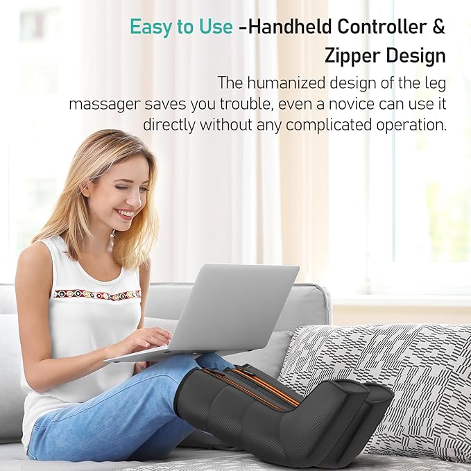 QUINEAR Leg Compression Massager, Calf Massager for Circulation and Pain Relief with 3 Modes and 3 Intensities,Compression Boots for Leg (no Heat) - Bloomnest