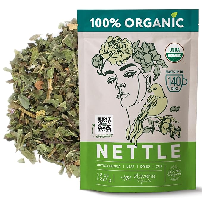 Zhivana Organics Nettle Tea – Nettle Leaf Organic, Nettle Tea Loose Leaf, Stinging Nettles Loose Leaf Organic, Ortiga Verde Organica - Dried Herbs for Medicinal Use - 8oz - Bloomnest