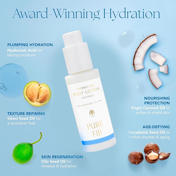 PURE FIJI Hydrating Body Lotion Travel Size, Coconut (3oz/90ml) - Bloomnest