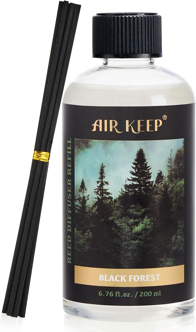 Airkeep Reed Diffuser Oil Refill with Diffuser Sticks, 6.76 Fl Oz(200ml) Black Forest Scented Oils, Aroma Therapy, Home Fragrance & Air Freshener, Office Décor, Decoration - Bloomnest