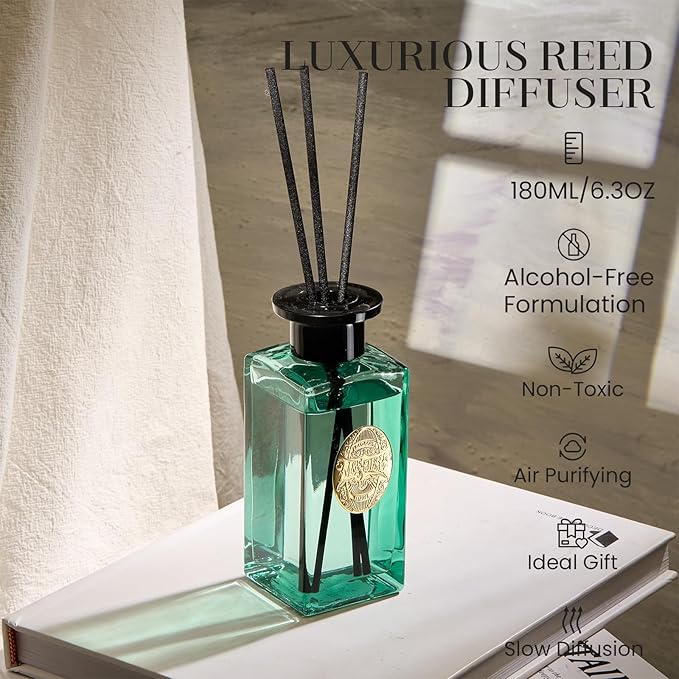 M&SENSE 6.3 oz Large Reed Diffuser Set | Sea Island Cotton Scent Oil Diffuser with Sticks | Hotel Collection Non-Toxic Essential Oil |for Bedroom Bathroom Living Room - Bloomnest