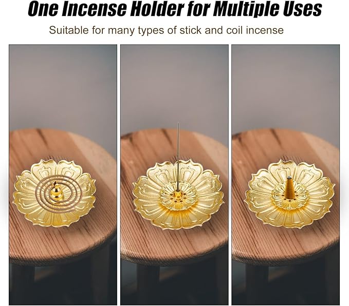 Incense Holder with Incense Stick Tray,Multi-Functional Incense Burner and Stick Holder Combo,Ash Holder (1, New Golden)