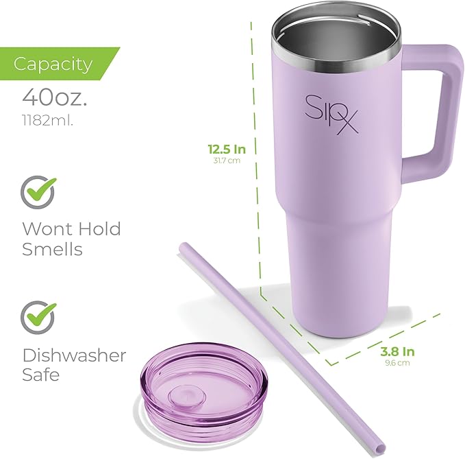 SIPX™ Insulated Tumbler With Lid And Straw, 40oz. Tumbler With Handle Keeps Cold 12 Hours, Water Bottle Thermos With Lid, BPA-Free Reusable Insulated Coffee Tumblers, Travel Mug Great For Beach Party - Bloomnest