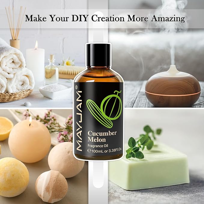 MAYJAM 100ML/3.38FL.OZ Cucumber Melon Fragrance Oils with Glass Dropper, Essential Oils for Diffusers for Home, Long Lasting Scented Oils for Diffusers Soap Candle Making - Bloomnest