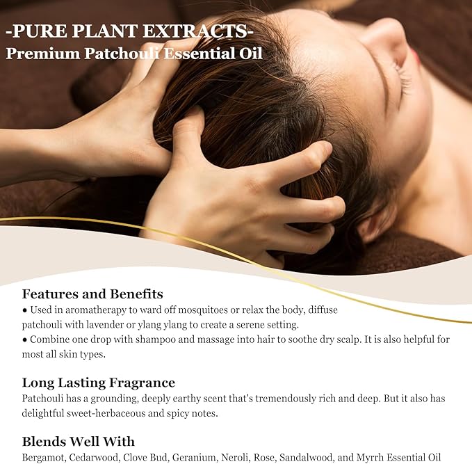 Patchouli Essential Oil 118ml Patchouli Oil with Glass Dropper for Diffuser, DIY Soap, Candle Making - 4Fl Oz - Bloomnest