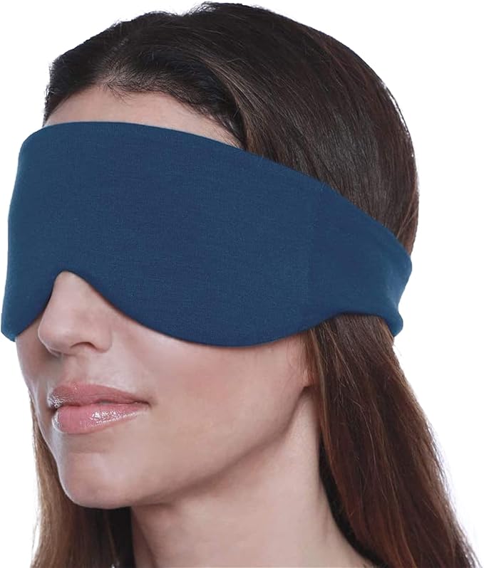 Happyluxe Escape Sleep Mask - Buttery Soft Airplane Eye Mask for Sleeping or Napping in Bed. Machine Washable. - Navy Blue, Made in USA - Bloomnest