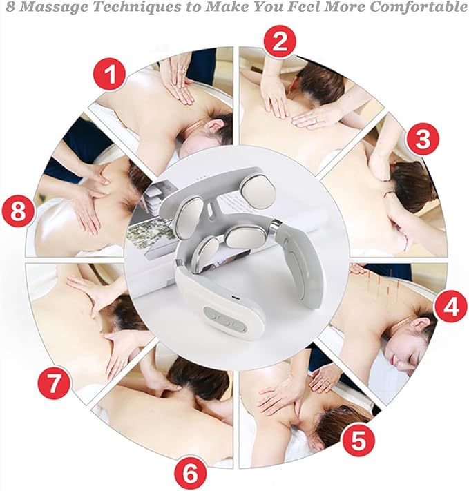 Pulse Neck Massager, 2026 2.0 Upgraded 4-Head Portable Neck Massager with Heat, 6 Modes 16 Levels for Home Relaxation & Personal Comfort, Ergonomic Design, Portable, Lightweight Bloomnest