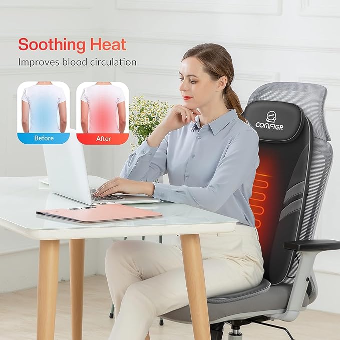 COMFIER Back Massager for Back Pain,APP Control, Shiatsu Massage Chair Pad,Electric Chair Massagers with Heat,Seat Cushion for Office,Home,Ideal Gifts for Mom,Dad,Him,Her - Bloomnest