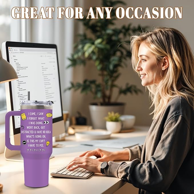 DUUV Birthday Gifts for Women Men, I Came I Saw I Forgot Tumbler 40 Oz, Gag Gifts for Grandma Grandpa Mom Dad Elderly Senior Citizen Old People, Gift for Retirement Birthday Christmas, 1PCS - Bloomnest