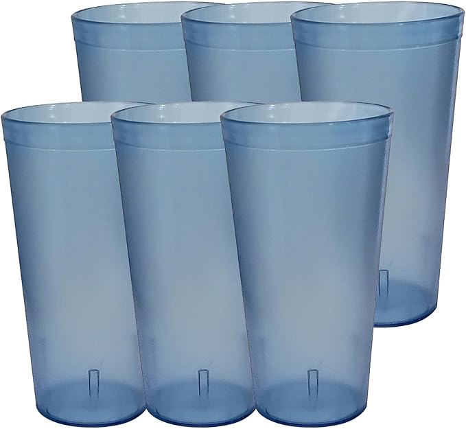 Party Outlaw Light Blue Plastic Cup Tumblers 6 Pc 12oz Lightweight, Heavy Duty Stackable Cafe Style Plastic Glasses. Reusable & Dishwasher Safe Ice Tea & Water Cupsafe Ice Tea & Water Cups - Bloomnest