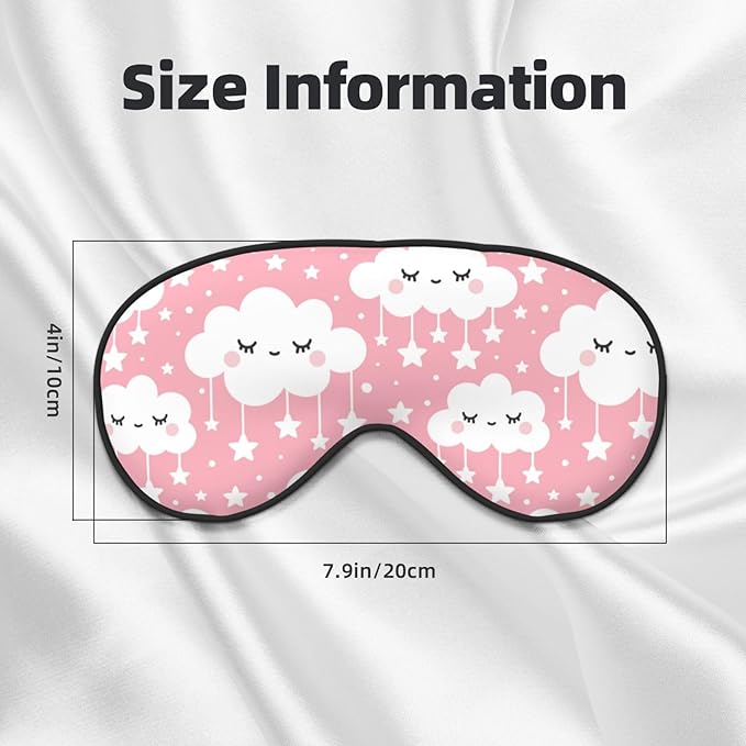 Sleep Eye Mask Girly Clouds and Stars Sleep Mask for Women Men Comfortable Eye Mask with Adjustable Strap Soft Eye Cover Blindfold for Travel Yoga Nap Shift Work - Bloomnest