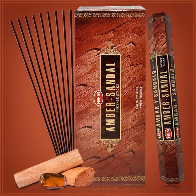 Amber Sandal Incense Sticks and Incense Stick Holder Bundle Insence Insense Hem Incense Sticks TRUMIRI