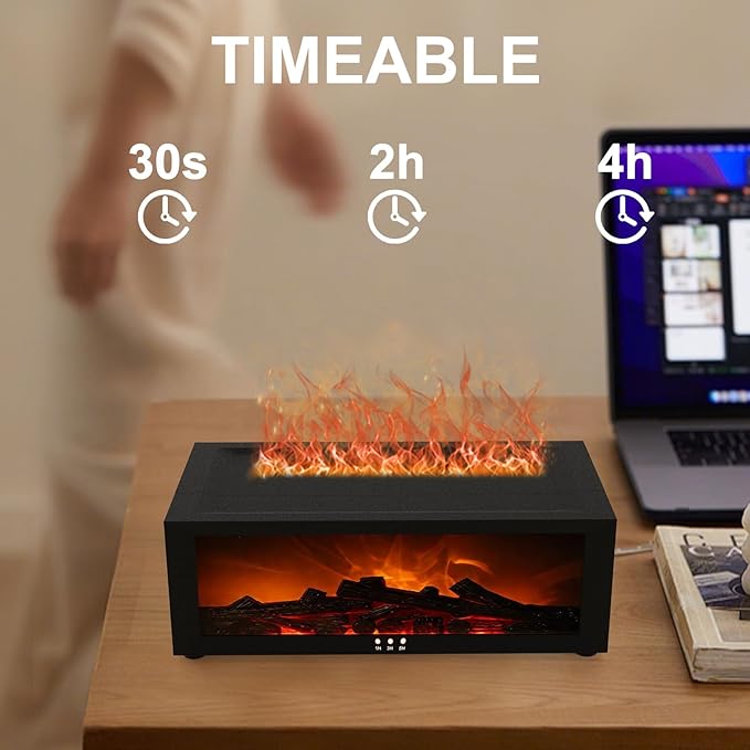 Fireplace Diffuser Humidifier,Fireplace Aromatherapy Essential Oil Diffuser, Ultrasonic Colorful Cool Mini Flame Fire Aroma Humidifier with Timer for Home,Bedroom,Office,Yoga - Bloomnest