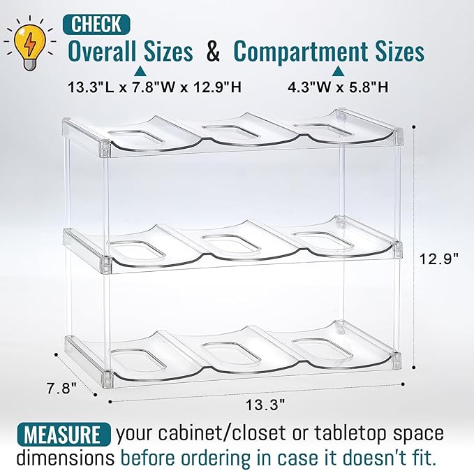 Design for Stanley 40 OZ & Large Bottles & Tumblers with Handle, Acrylic Water Bottle Organizer - Stackable Clear Wine Rack, Cup Holder for Home Kitchen Pantry Shelf Countertop Cabinet, 3 Tier Hold 9 MakeLifeBetterEasier