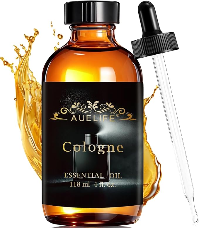 Auelife 4oz Cologne Essential Oils for Diffusers for Home - Men Fragrance Oil for Candle Making, Soap Making Supplies, Father's Day Gifts for Him, Masculine Scent for Men Gift, 118ml Glass Bottle Auelife