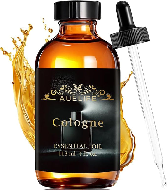 Auelife 4oz Cologne Essential Oils for Diffusers for Home - Men Fragrance Oil for Candle Making, Soap Making Supplies, Father's Day Gifts for Him, Masculine Scent for Men Gift, 118ml Glass Bottle Auelife