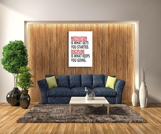 Inspirational Wall Art Discipline Wall Office Poster Motivation Picture Motivational Canvas Painting Print Artwork for Living Room Gym Modern Home Wall Decor Framed Ready to Hang[24''W x 36''H] - Bloomnest