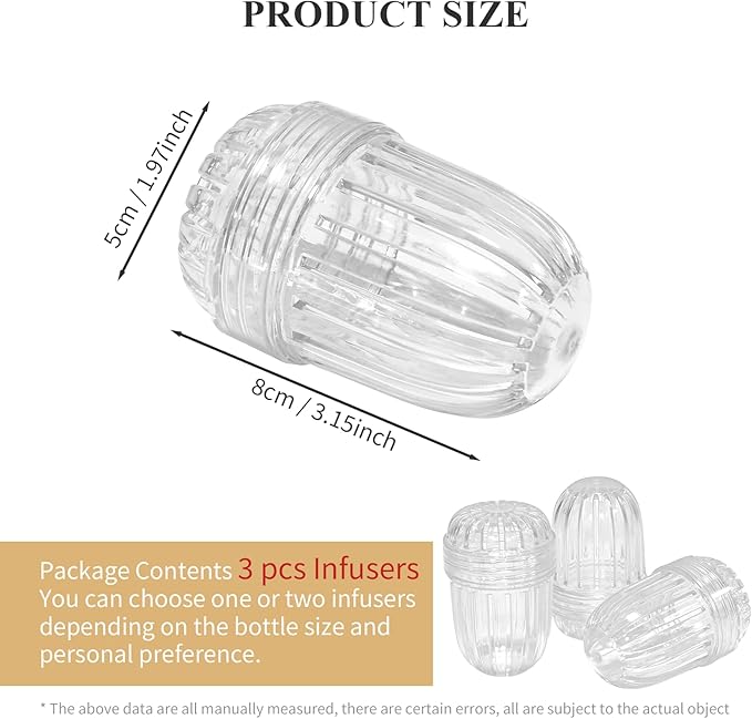 3PCS Fruit Infuser,Plastic Mesh Detachable Tea Infuser Strainer Balls for Loose Leaf Tea/Coffee/Fruit, Compatible with Stanley/Hydro Flask Wide Mouth Bottles,Transparent Tea Diffuser Basket with Lid - Bloomnest