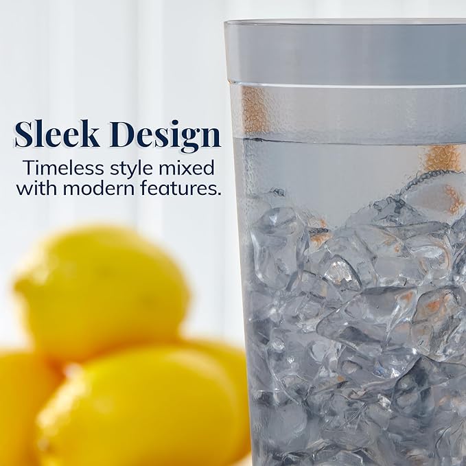 US Acrylic Cafe Plastic Reusable Tumblers (Set of 16) 20-ounce Water Cups in Grey | Value Set of Restaurant Style Drinking Glasses, Stackable, BPA-free, Made in the USA | Top-rack Dishwasher Safe - Bloomnest
