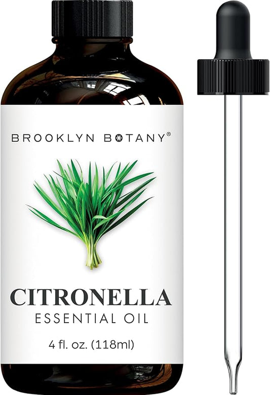 Brooklyn Botany Citronella Essential Oil - 100% Pure and Natural - Premium Grade Oil with Dropper - for Aromatherapy and Diffuser - 4 Fl Oz - Bloomnest