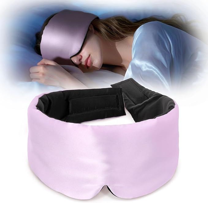 LULUSILK Reversible Mulberry Silk Sleep Mask for Women and Men, Adjustable Real Silk Eye Mask for Sleeping, Lavender and Black, Pack of 1 - Bloomnest