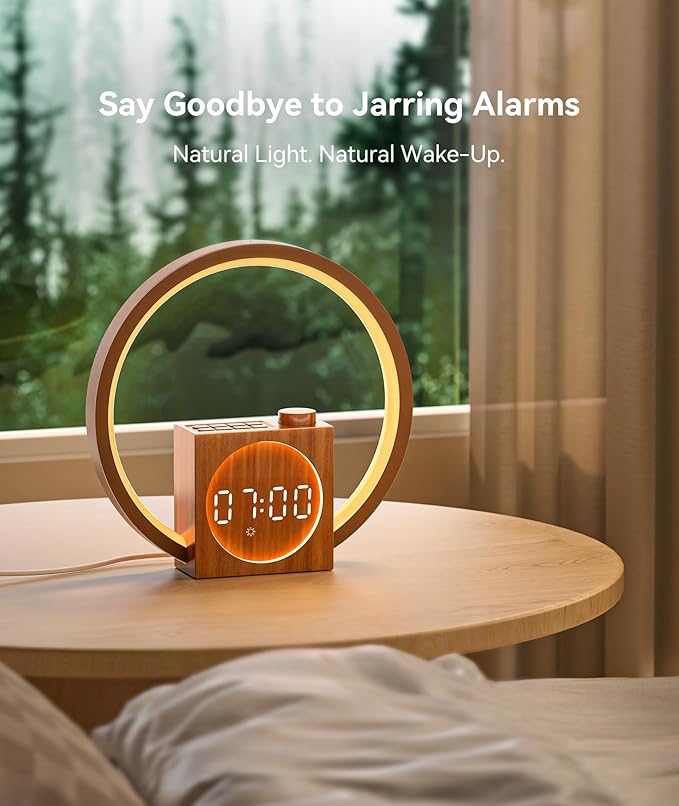 Dreamegg Sunrise Alarm Clock - Sound Machine for Sleep, 12 Ambient Colors &20-Level Dimmable Night Light, 25 Soothing Sounds, White Noise Machine, Wake Up Light for Adults, Stylish Bedroom Decor&Gift - Bloomnest