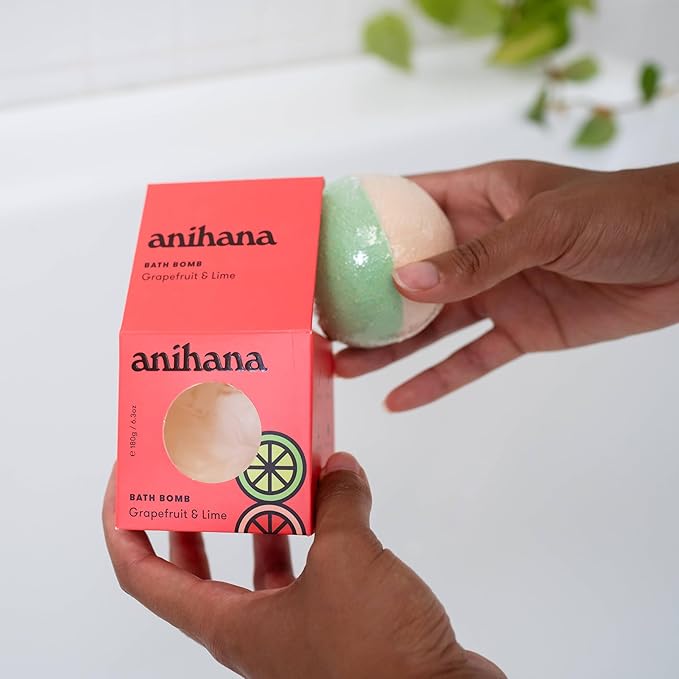 ANIHANA Bath Bombs with Coconut Oil, Paraben Free, Hand-Crafted Luxury Fizzers, Refreshing Grapefruit & Lime Scent, 6.3 oz Each, 3 Pack - Bloomnest