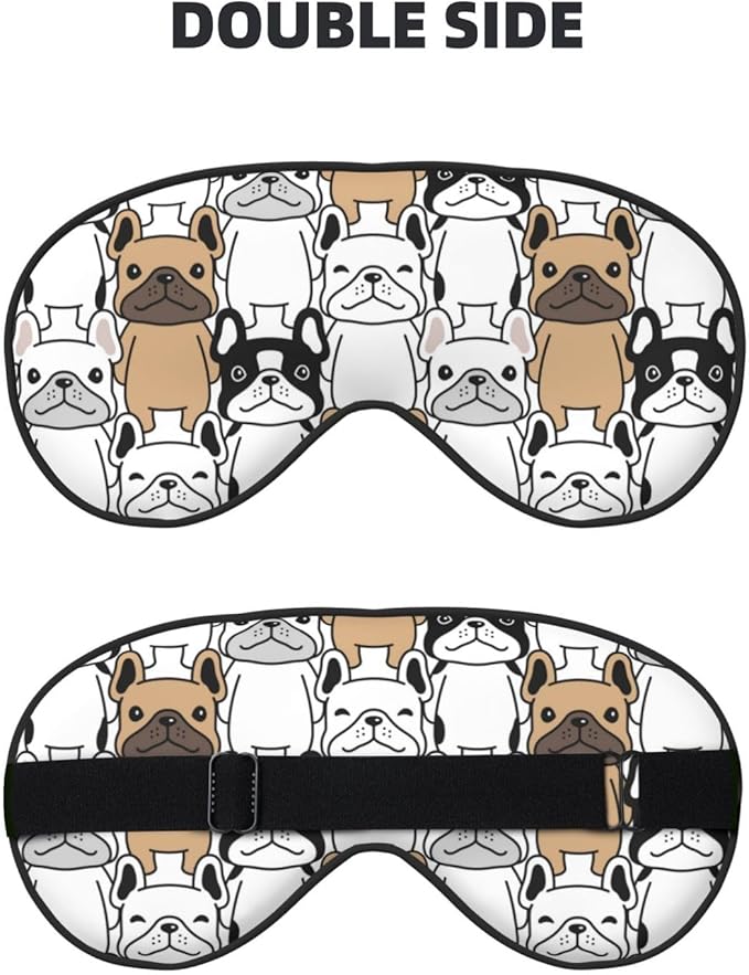 Sleep Eye Mask Cute Cartoon Bulldog Sleep Mask for Women Men Comfortable Eye Mask with Adjustable Strap Soft Eye Cover Blindfold for Travel Yoga Nap Shift Work - Bloomnest