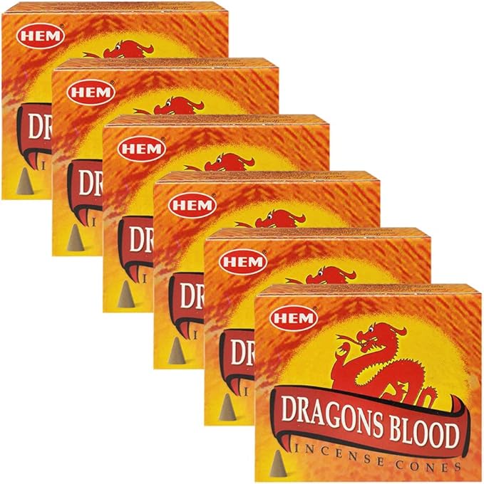 TRUMIRI Incense Cone Holder Bundle with Hem Dragons Blood Incense Cones - Pack of 6 (Approx 60 Cones) TRUMIRI
