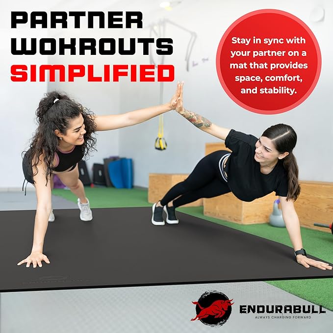 8FT x 4FT Extra Large Exercise Mat - PVC Floor Workout Mat with Carry Bag, Cleaning Cloth - Non slip Thick Workout Mats for Home Gym Flooring, Fitness Training Mat for Weights Pilates Cardio - Bloomnest