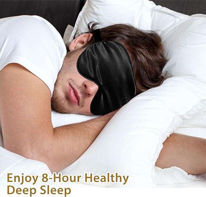 4 Pack Super Soft Silk Sleep Mask - 100% Blackout, Zero Eye Pressure, Blindfold with Adjustable Strap, Travel Eye Covers (Black&Pink&Blue&Light Blue) - Bloomnest