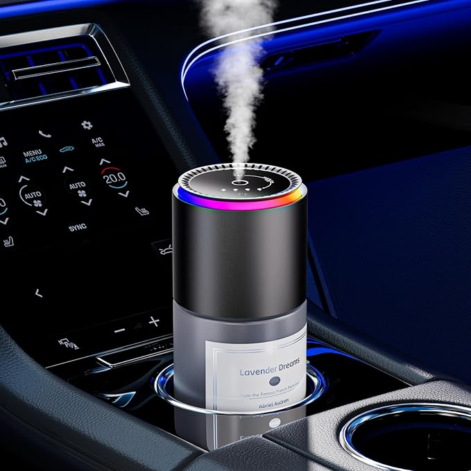 Car Air Freshener,Smart Car Air Freshener, car Diffuser with 150 ML (5oz) Capacity Multi-fragrance,RGB Music Syncing Light, Auto On/Off(Lavender) - Bloomnest