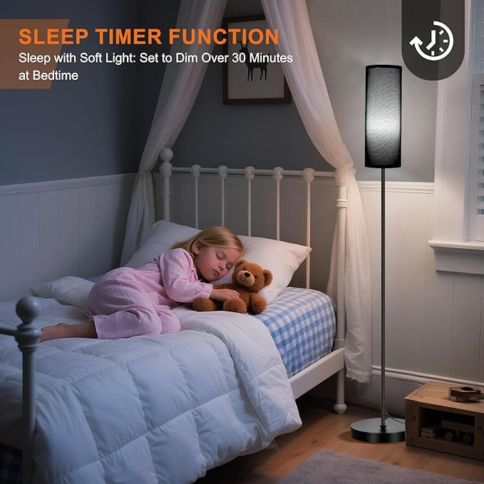 FRIDEKO HOME Floor Lamp, Color Changing Ambient Lighting for Living Room Bedroom, Standing Lamp with App & Remote Control, Tall Corner Lamp for Christmas Home Decor, 9W 800LM, Foot Switch, Black Shade - Bloomnest