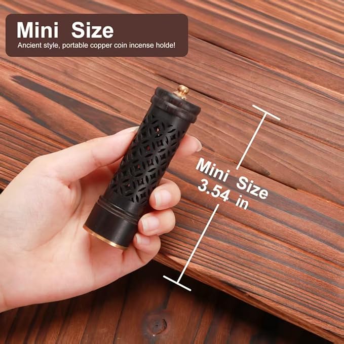 Carved Incense Stick Holder, Anti Flying Smoke Stick Holder, Detachable Wooden Ash Collector,Compact and Portable, Put it in Your Pocket，Suitable for Yoga, Relaxation，Small Size（3.54-5.5in） - Bloomnest