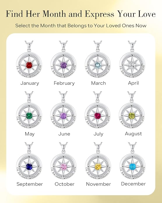 S925 Necklace Gift for Wife |Compass Jewelry |Women Anniversary |Sterling Silver |Girlfriend Birthday Gifts for Her Valentines |I'd be Lost without You |Jewel 18K Gold - Bloomnest