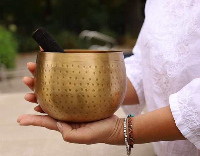DharmaObjects Tibetan Ring Gong Meditation Singing Bowl Mallet Cushion Set (Jumbo) - Bloomnest