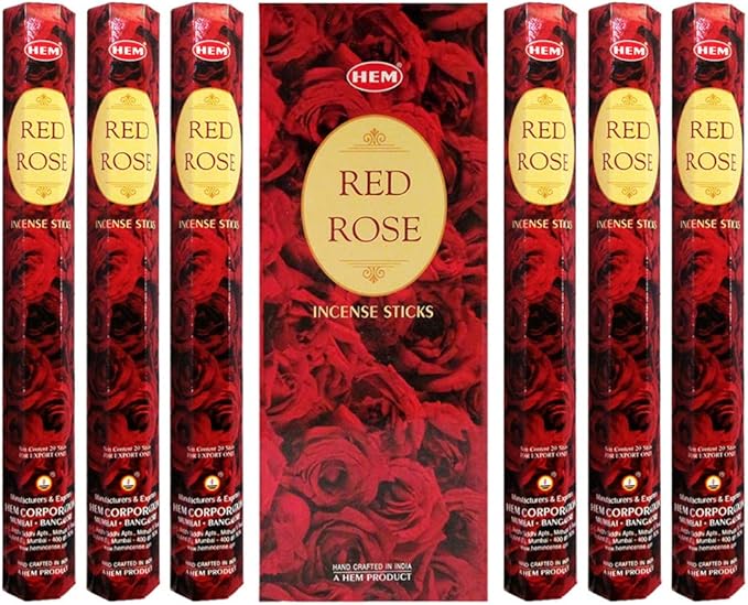 TRUMIRI Red Rose Incense Stick Bundle: 120 Count (6 Packets of 20 Sticks Each) with Trumiri Incense Holder TRUMIRI