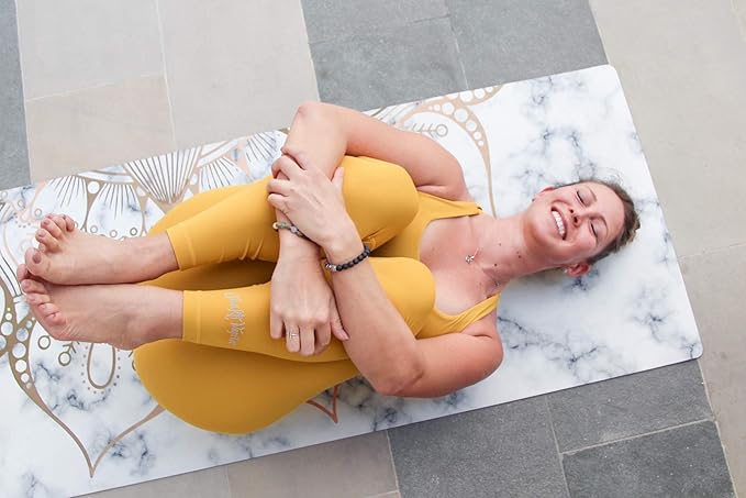 Shakti Warrior Suede yoga mat - Premium Printed Natural Eco-friendly Non-Slip Mat Great for Hot Yoga, Pilates, Workouts (72 inch x 24 inch x 3mm thick) - Bloomnest