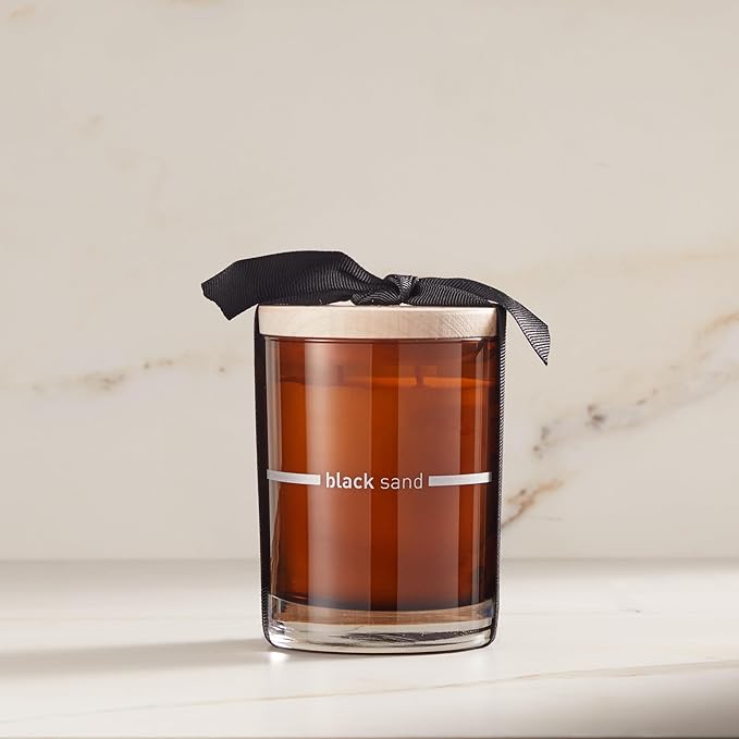 FINN & CO. Black Sand Scented Candle - Soy Wax Blend with Beach Inspired Fragrance - Long Lasting & Clean Burn - Elegant Glass Jar Candle for Home Decor, Aromatherapy & Gifting | 9.5 oz - Bloomnest