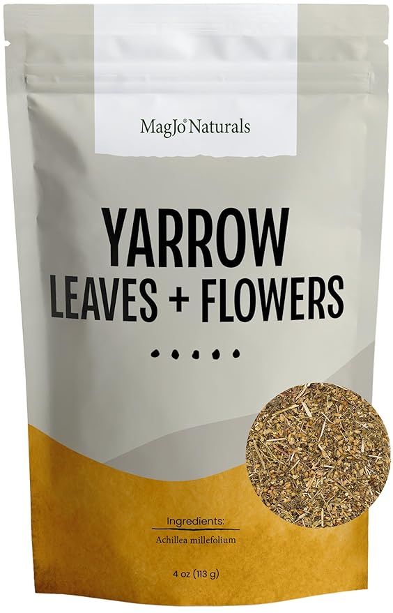 MagJo Naturals Yarrow Leaf & Flower, Dried, Cut and Sifted Achillea millefolium (4 oz) - Bloomnest