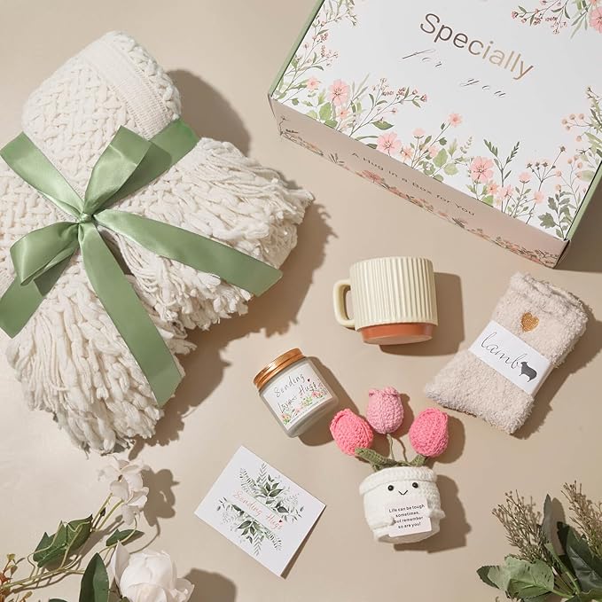 Valentines Day Gifts for Her Wife Mom Friend Sister Girlfriend, Birthday Gifts Baskets for Women Self Care Gift for Women, Get Well Soon Gift Baskets Thinking of You Relaxation Stress Care Package - Bloomnest