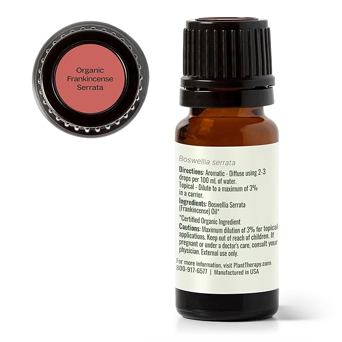 Plant Therapy Organic Frankincense Serrata Essential Oil 100% Pure, USDA Certified Organic, Undiluted, Natural Aromatherapy, Therapeutic Grade 10 mL (1/3 oz) - Bloomnest