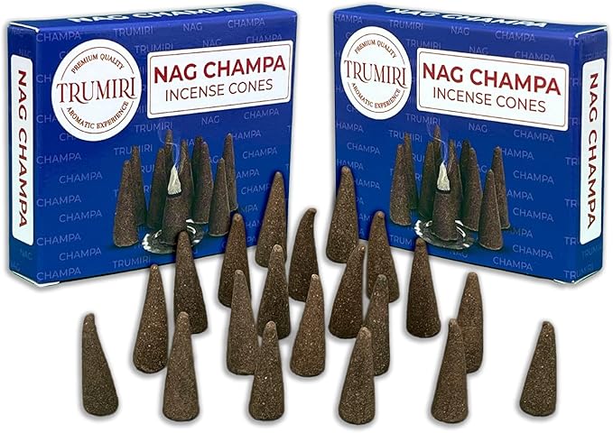 Nag Champa Incense Cones - Total 20 Cone Incense - Dual Pack of 10 Insence Cones - Incense Cones Scented - Cone Incense Scents - Insense Cones - Incent Cone TRUMIRI