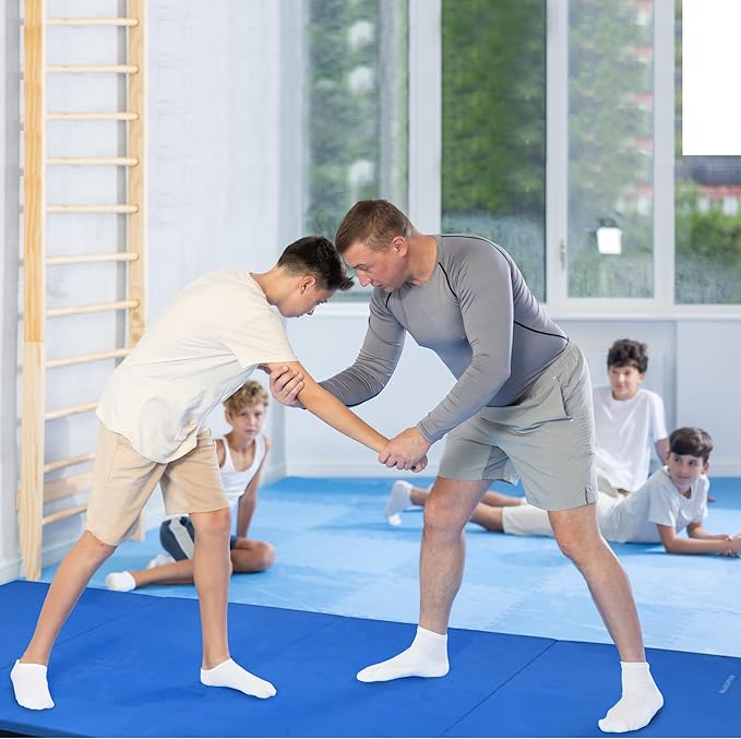 BalanceFrom 10x4 Feet 4-Panel Folding Gymnastics Mat – 2-Inch Thick Pad with Vinyl Surface and Carrying Handles for Tumbling, Yoga, Pilates, Home Workouts, and Martial Arts - Bloomnest
